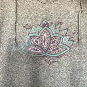 Life is Good light hoodie pullover.  Some mandala fading, but still fun & comfy!